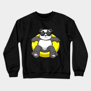 Cool panda is swimming with a swimming ring Crewneck Sweatshirt